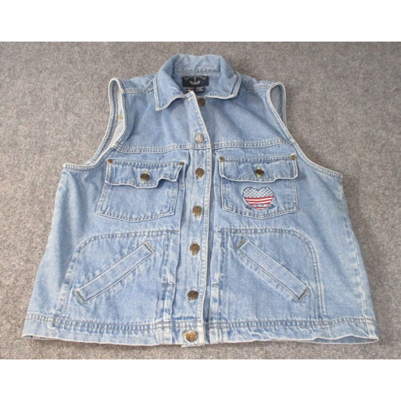 Solutions Jackets & Blazers - Solutions Jean Jacket Women's Size Medium Usa Heart Front Double Pockets Buttons